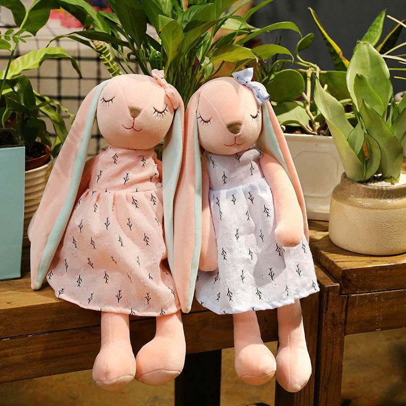Poppy: Cute Pink and Blue Fluffy Bunny Plushie.
