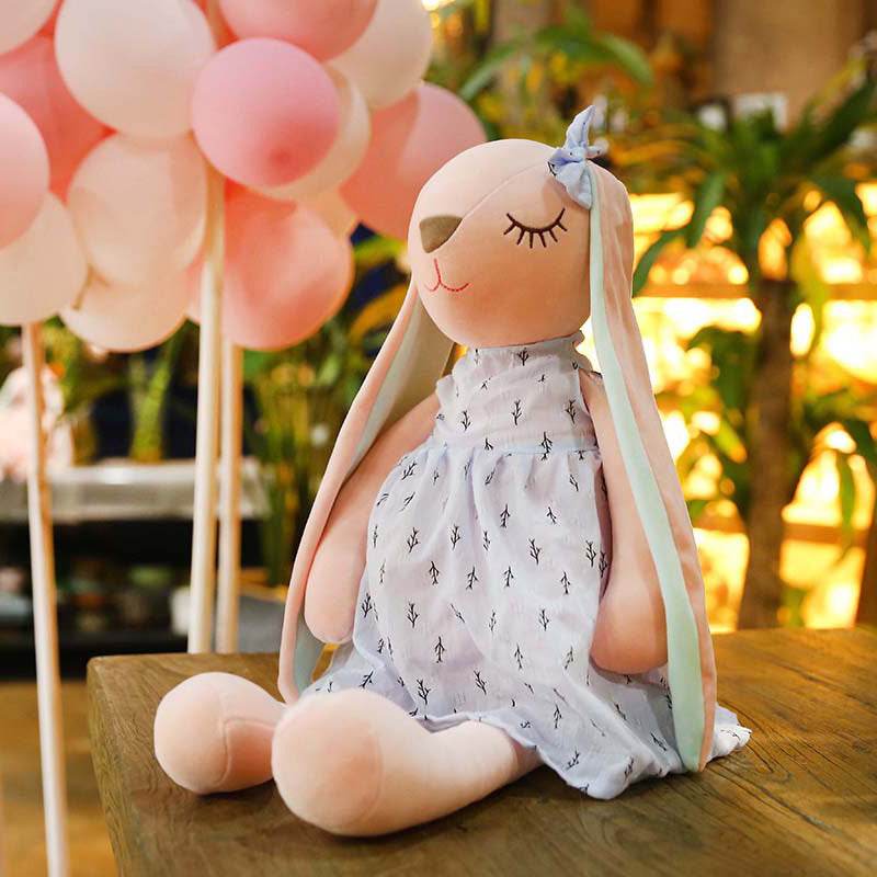 Poppy: Cute Pink and Blue Fluffy Bunny Plushie.
