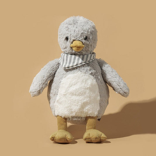 DapperDucky Plush – Stylish Kawaii Duck with Fluffy Fur Coat & Grey Scarf - Goodlifebean Stuffed Animals