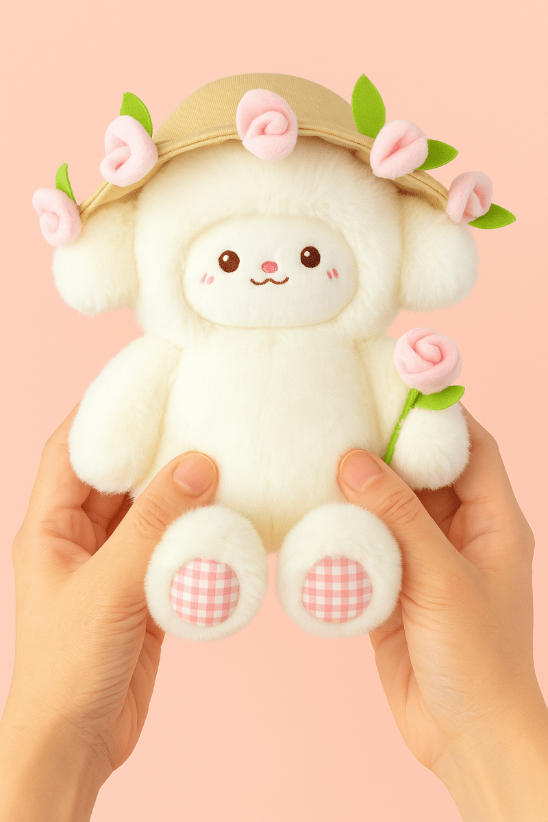 Blooming Lamb Plushie | Cute Lamb Plush With Bouquet – Goodlifebean