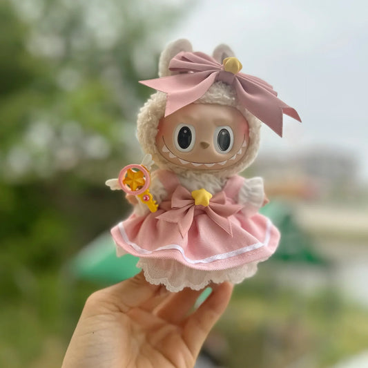 Handmade Labubu Sailor Moon Pink Dress with Accessories