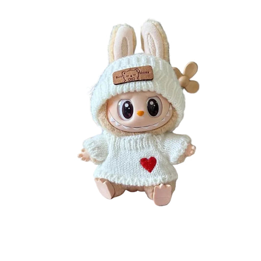 Handmade Black & White Labubu Heart Cozy Knit Outfit