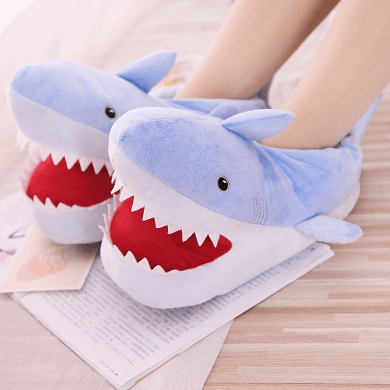 Baby Shark Plush Slippers Fluffy Shark Slippers – Goodlifebean