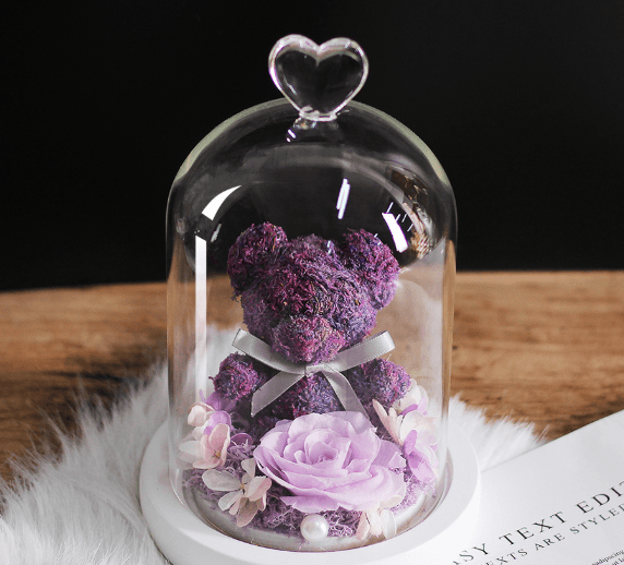 Forever Rose Teddy Bear With Glass Gift Box - Goodlifebean