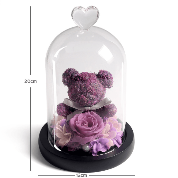 Forever Rose Teddy Bear With Glass Gift Box - Goodlifebean