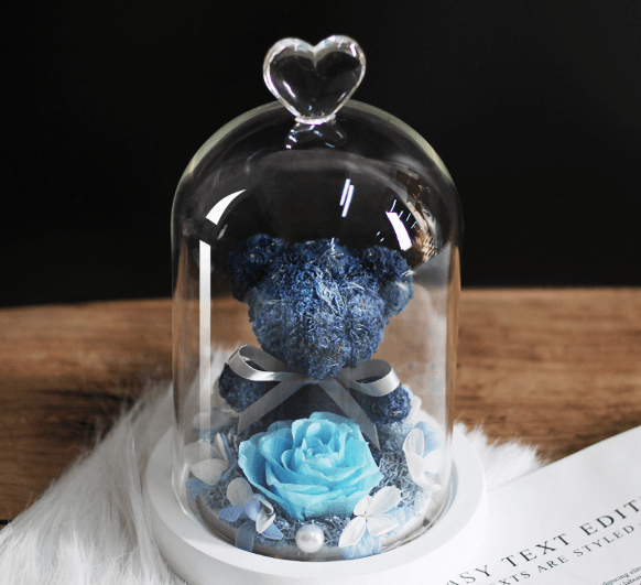 Forever Rose Teddy Bear With Glass Gift Box - Goodlifebean