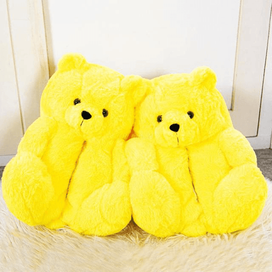 Shop Lemonnade Teddy Bear Plush Slippers - Goodlifebean Plushie | Stuffed Animal