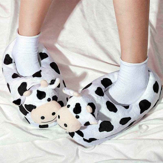 Kawaii Cow Plush Slippers - Goodlifebean Stuffed Animals