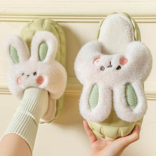 Shop Fluffy Plush Bunny Slippers - Goodlifebean Plushie | Stuffed Animal
