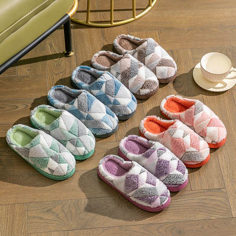 Geometric Plush Warm Indoor Slippers - Goodlifebean
