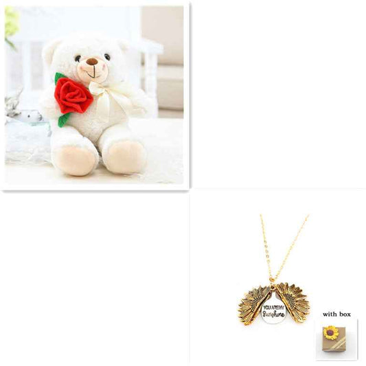 Mini Teddy Bear with Flowers – Cute Romantic Gift for Girlfriend
