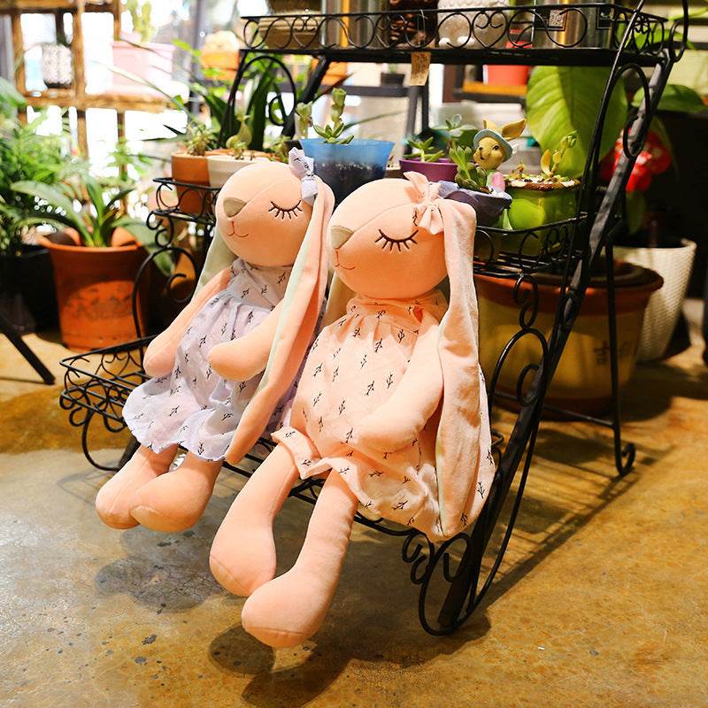 Poppy: Cute Pink and Blue Fluffy Bunny Plushie.