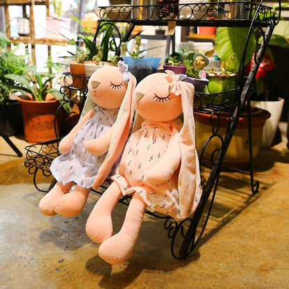 Poppy: Cute Pink and Blue Fluffy Bunny Plushie.