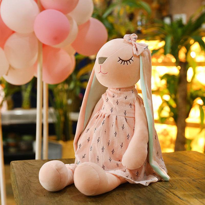 Poppy: Cute Pink and Blue Fluffy Bunny Plushie.
