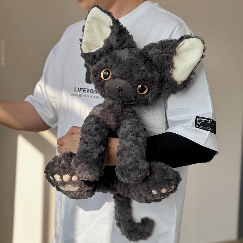 Cozy Curl Cat: Cute Curly Haired Black Cat | Black Cat Plush - Goodlifebean