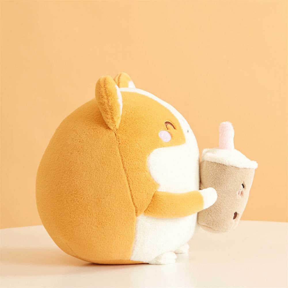 Boba drinking Corgi Plushie