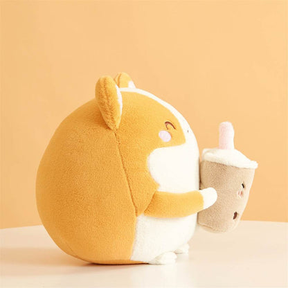 Boba drinking Corgi Plushie - Goodlifebean