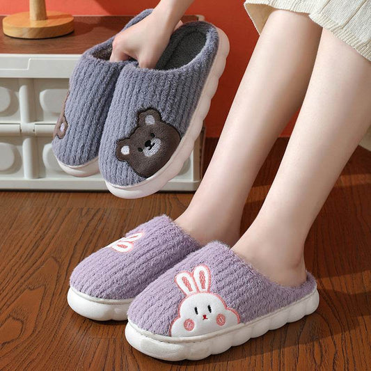 Shop Cute Rabbit Plush Fleece Slippers - Shoes Goodlifebean Plushies | Stuffed Animals