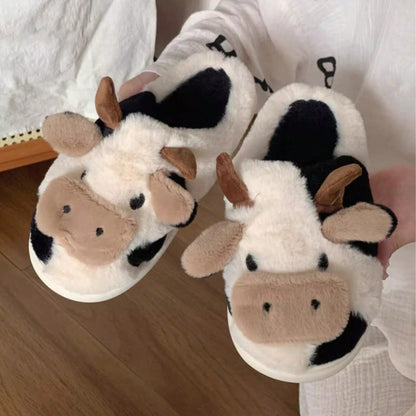 Fluffy Cow Slippers | Cozy Cow Plush Slippers - Goodlifebean product_type