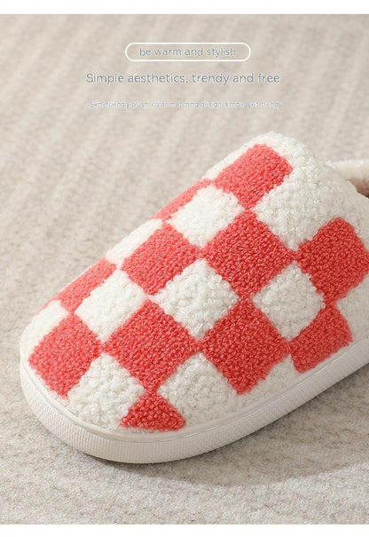 Shop Fuzzy Plaid Warm Indoor Slippers - Shoes Goodlifebean Plushies | Stuffed Animals