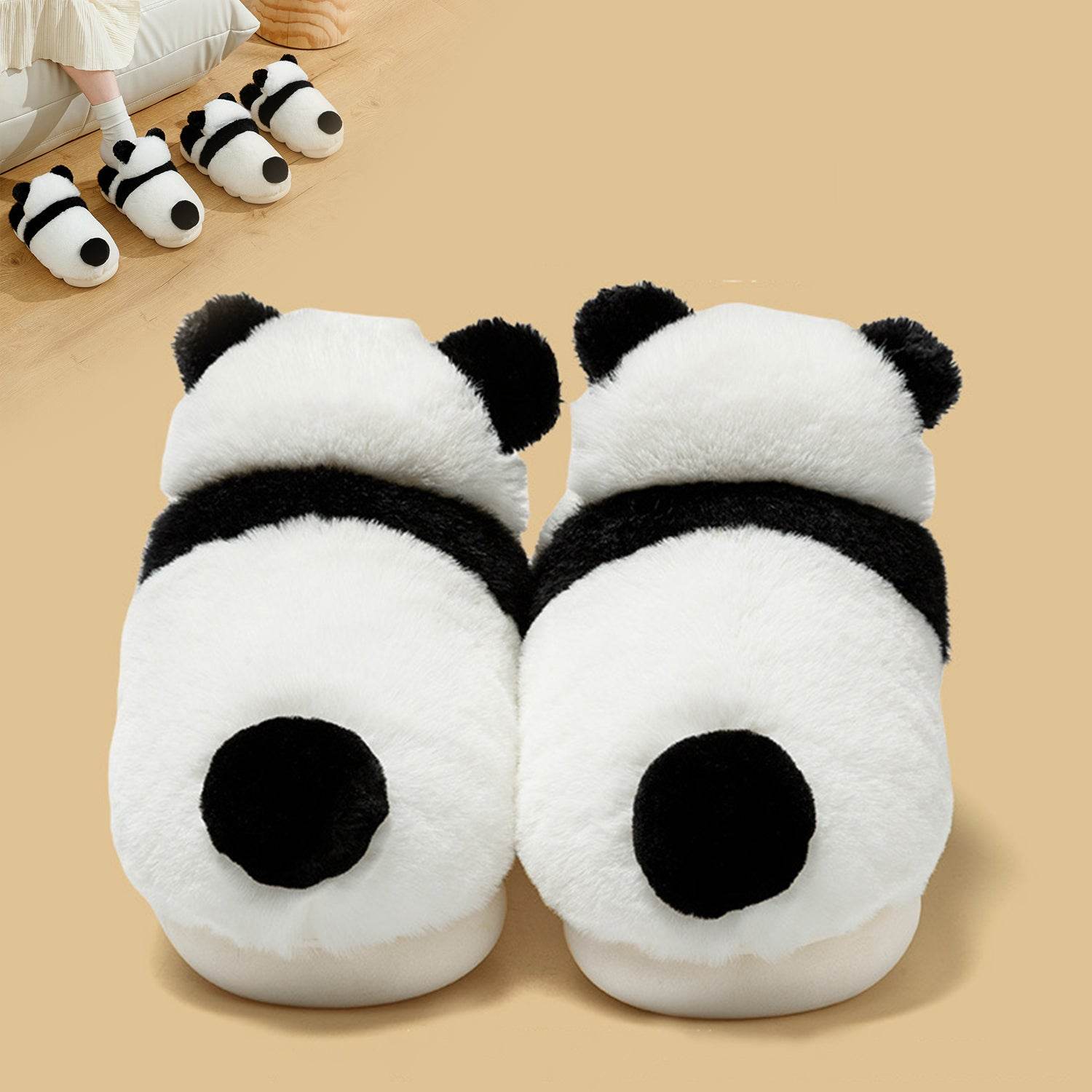 Cute Panda Plush Indoor Warm Slippers - Goodlifebean