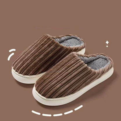 Striped Thick Fleece Warm Slippers - Goodlifebean