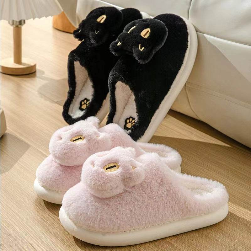 Kawaii Fluffy Cat Plush Slippers - Goodlifebean