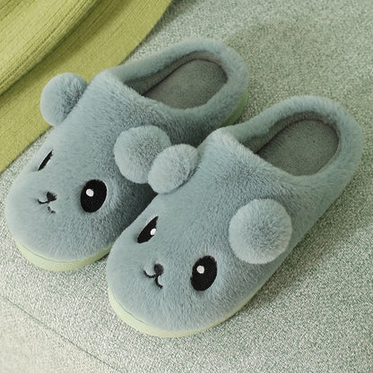 Kawaii Thick-Sole Plush Slippers
