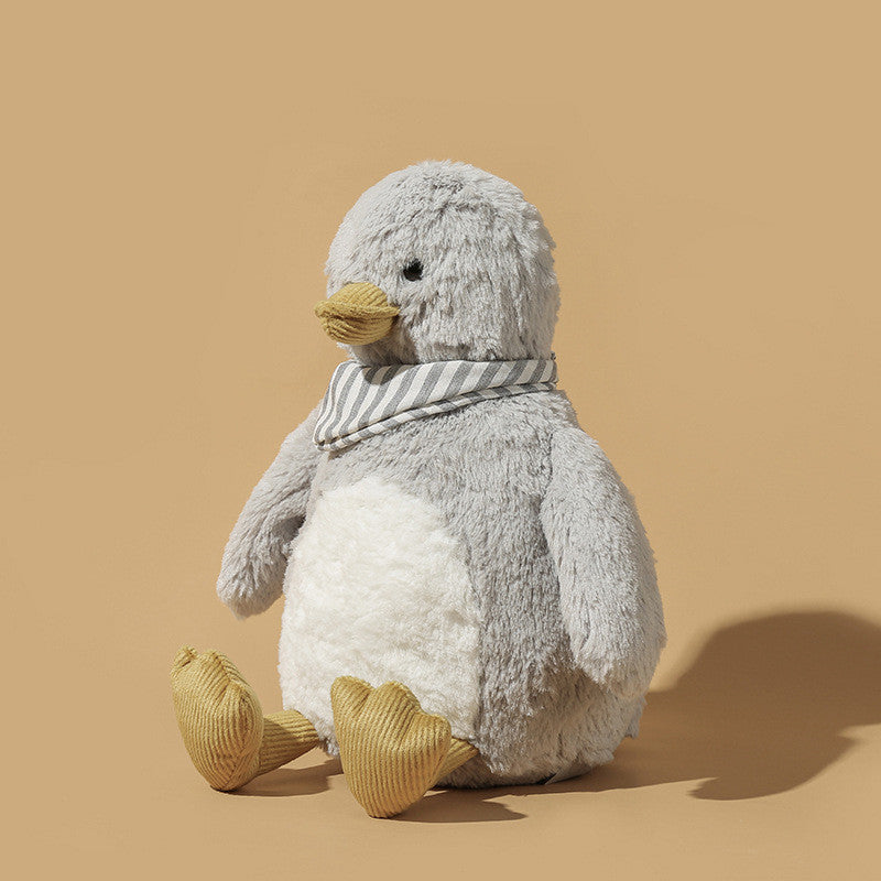 Shop DapperDucky Plush – Stylish Kawaii Duck with Fluffy Fur Coat & Grey Scarf - Goodlifebean Plushie | Stuffed Animal