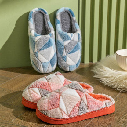 Shop Geometric Plush Warm Indoor Slippers - Shoes Goodlifebean Plushies | Stuffed Animals