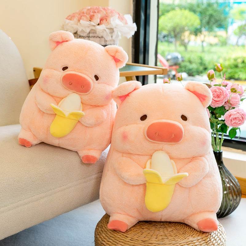 Chubby Banana Eating Pig Plushie - Goodlifebean