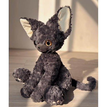 Cozy Curl Cat: Cute Curly Haired Black Cat | Black Cat Plush - Goodlifebean