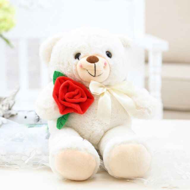 Mini Teddy Bear with Flowers – Cute Romantic Gift for Girlfriend