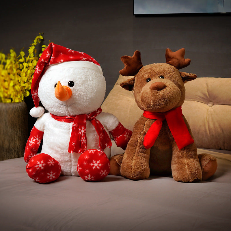 Cute Snowman and Rudolf Plushie