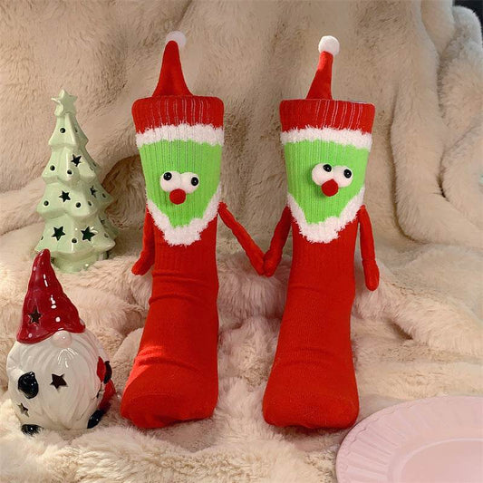 Hand-In-Hand Magnetic Grinch Socks | Hand Holding Socks - Goodlifebean