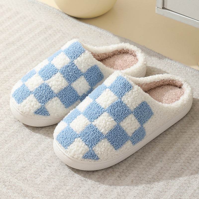 Shop Fuzzy Plaid Warm Indoor Slippers - Shoes Goodlifebean Plushies | Stuffed Animals