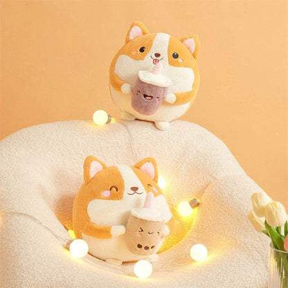 Boba drinking Corgi Plushie - Goodlifebean
