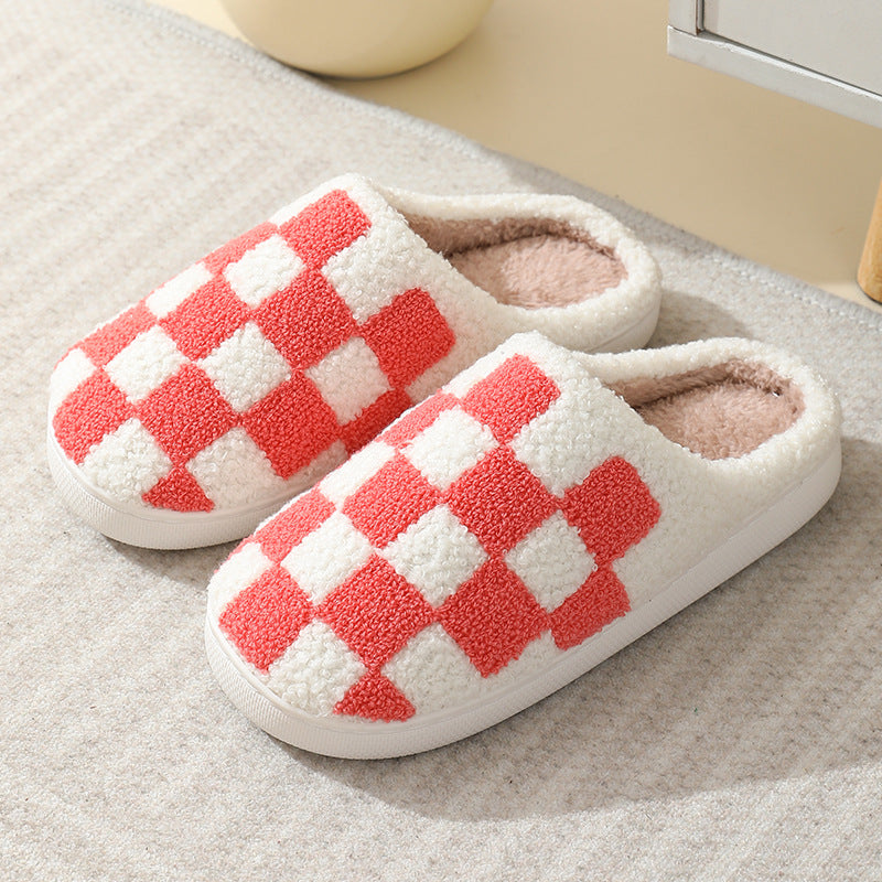 Shop Fuzzy Plaid Warm Indoor Slippers - Shoes Goodlifebean Plushies | Stuffed Animals