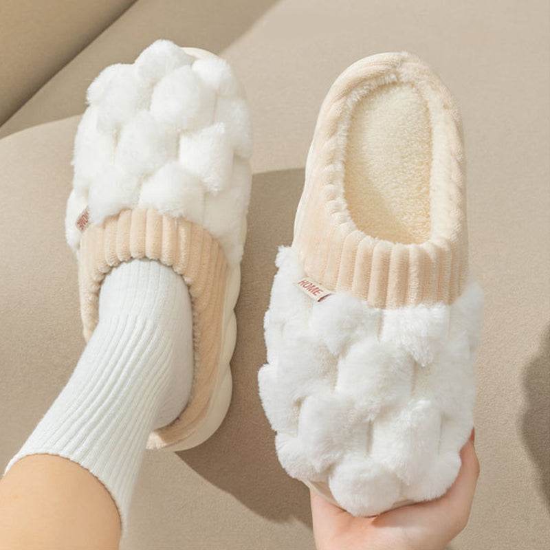 Honeycomb: Fluffy Plush Slippers | Warm Indoor Slippers - Goodlifebean