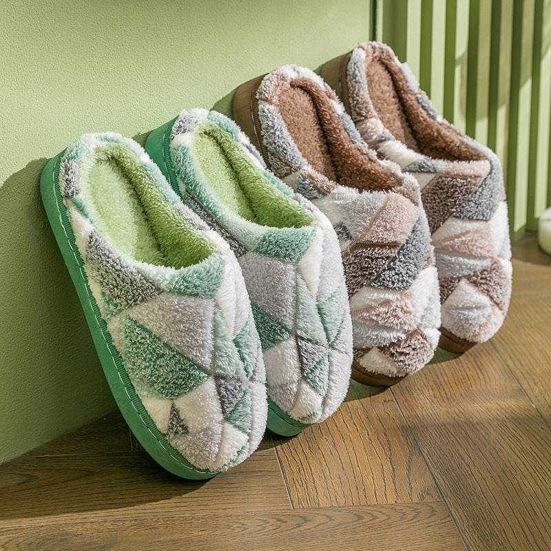 Shop Geometric Plush Warm Indoor Slippers - Shoes Goodlifebean Plushies | Stuffed Animals