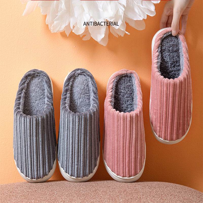 Striped Thick Fleece Warm Slippers - Goodlifebean