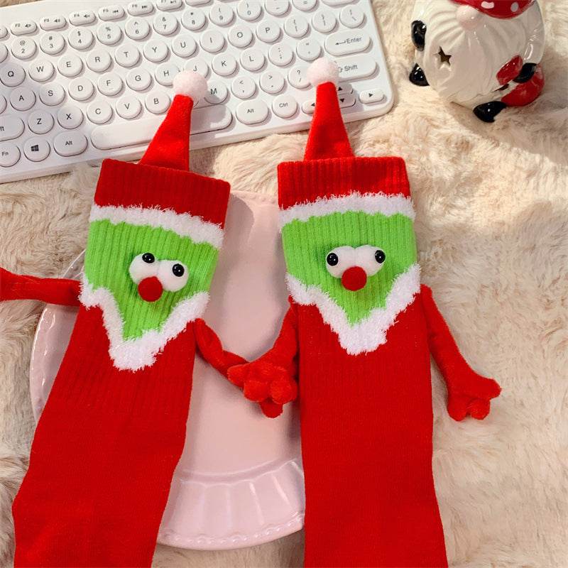 Hand-In-Hand Magnetic Grinch Socks | Hand Holding Socks - Goodlifebean