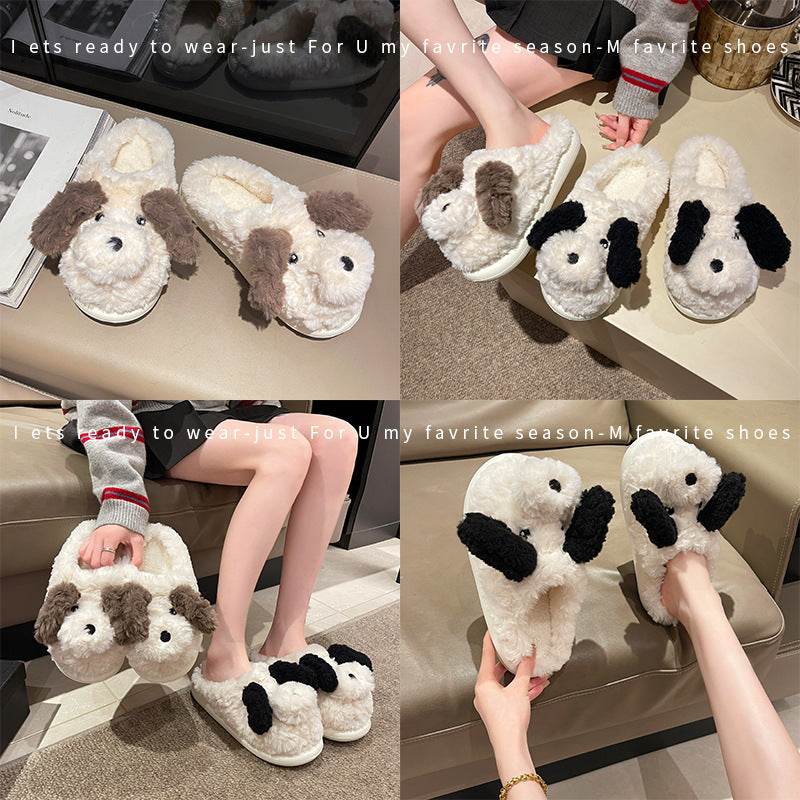 Fuzzy Puppy Plush Slippers | Kawaii Indoor Slippers - Goodlifebean