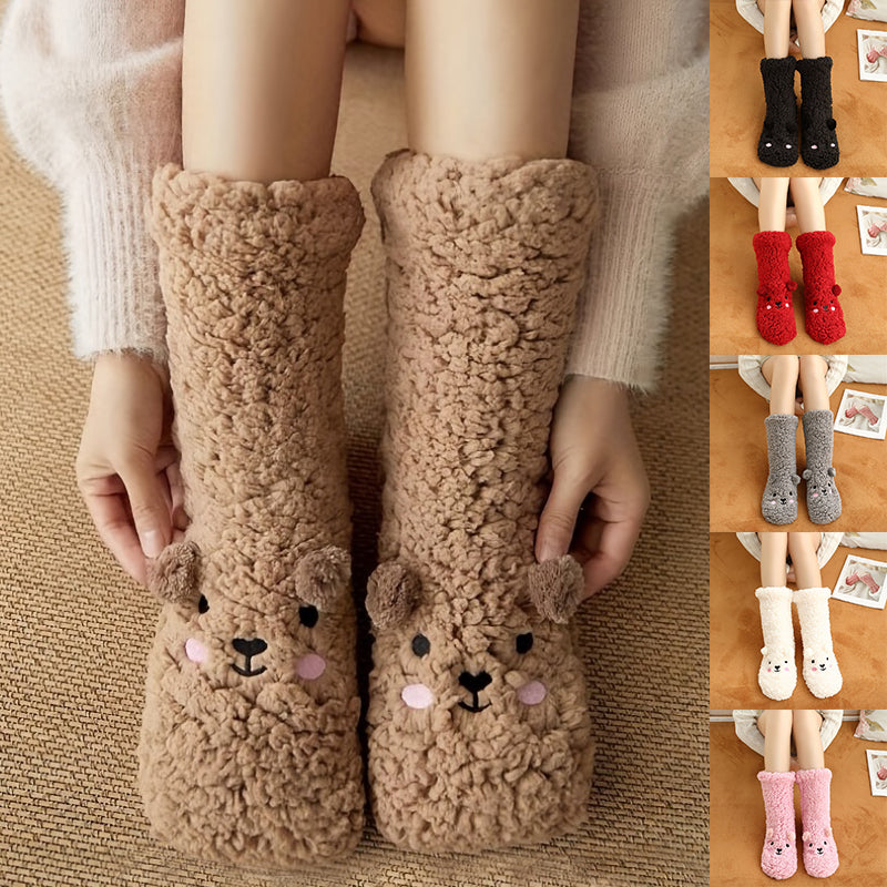 Cute Warm Fuzzy Bear Sockks