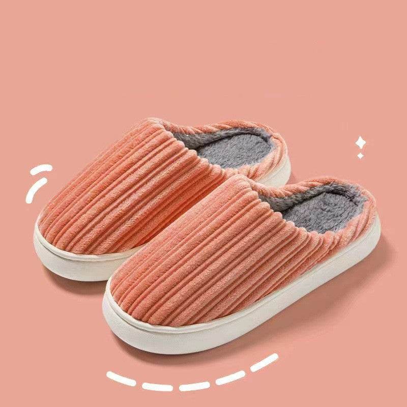 Striped Thick Fleece Warm Slippers - Goodlifebean