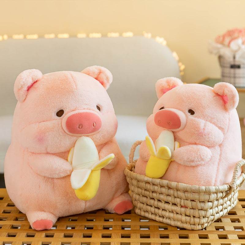 Chubby Banana Eating Pig Plushie - Goodlifebean