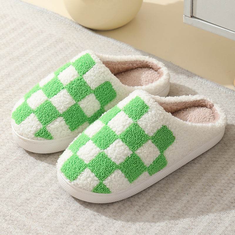 Shop Fuzzy Plaid Warm Indoor Slippers - Shoes Goodlifebean Plushies | Stuffed Animals