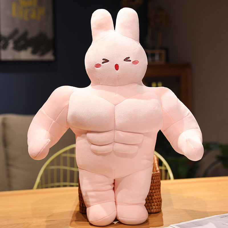 Buffed Up Muscular Stuffed Bunny Plushie
