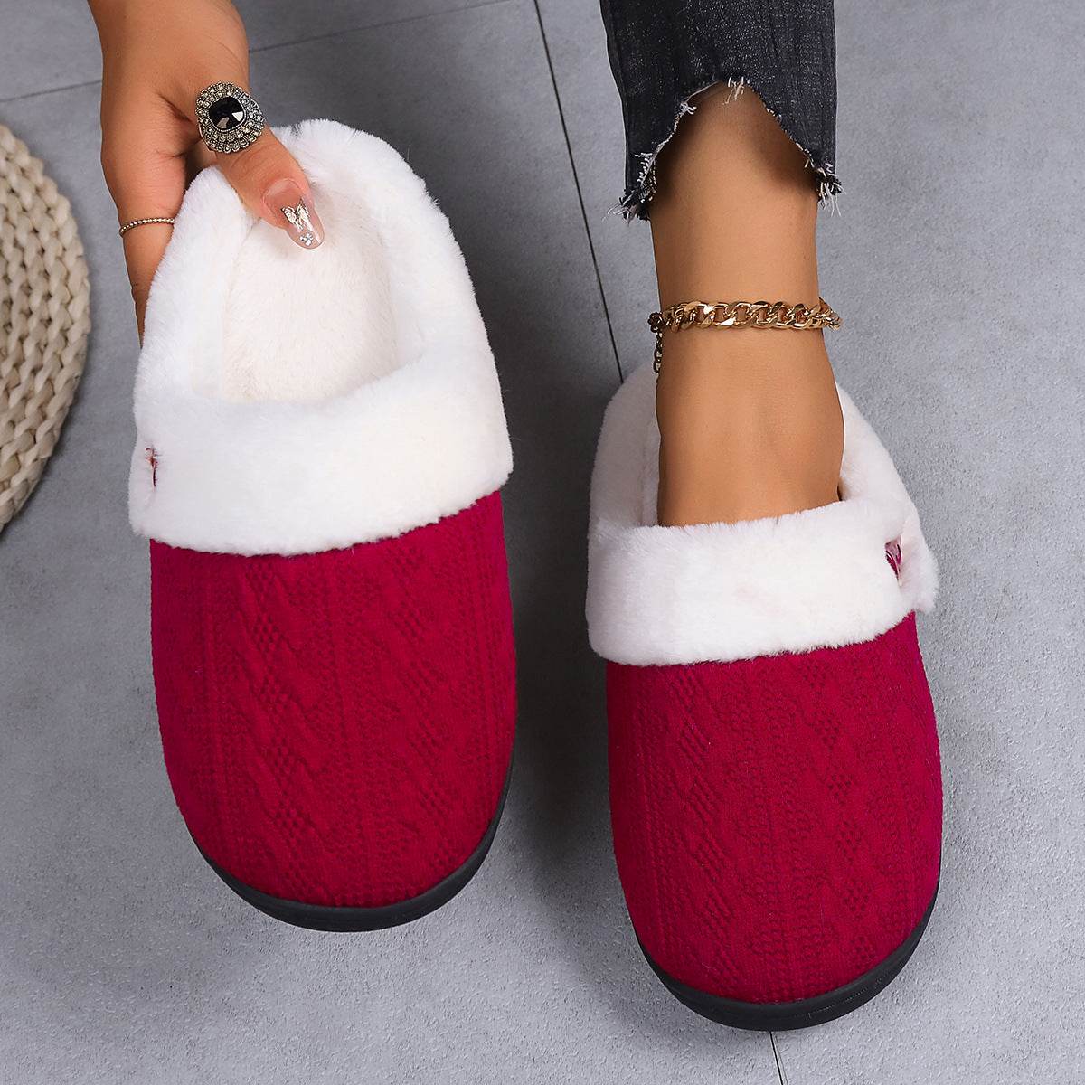 FluffKnit Cozy Plush Slippers | Fluffy Indoor Slippers - Goodlifebean