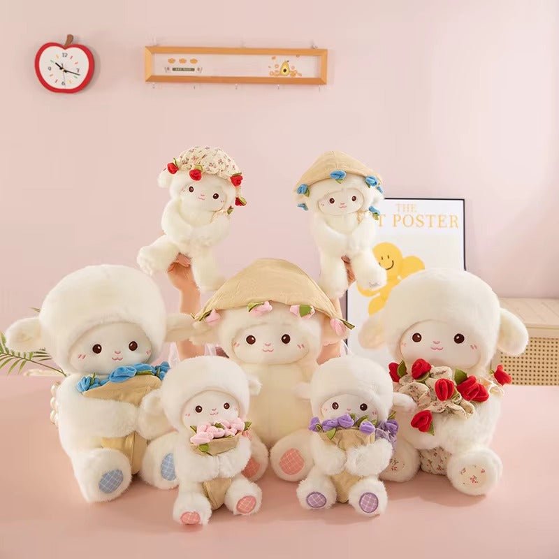 Blooming Lamb Plushie | Cute Lamb Plush With Bouquet – Goodlifebean